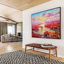Load image into Gallery viewer, Hand - painted Extensive Pink Marsh Sunset Acrylic Art for Serene Bedrooms LargeART1799
