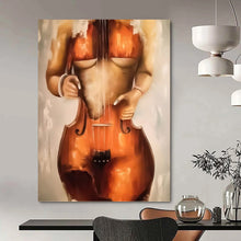 Load image into Gallery viewer, “Cello - Shaped Figure” - Surrealist Figurative Art on Canvas DKH1648
