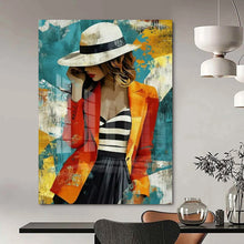 Load image into Gallery viewer, Stylish Abstract Figure Painting, Retro - Inspired Color Block Art for Fashion Boutique & Mid - Century Living Room LargeART2191