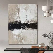 Load image into Gallery viewer, “Neutral Textures & Bold Black Stroke” Abstract Minimalist Painting on Canvas, Modern Wall Decor Essential DKH976