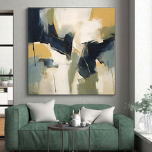 Load image into Gallery viewer, Navy - Yellow Geometric Clash Art for Studio & Contemporary Home LargeART0831