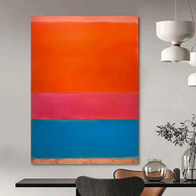 Load image into Gallery viewer, “Orange, Pink and Blue Color - Blocked Abstract” - Color - Field Abstract Art on Canvas DKH1604