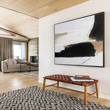 Load image into Gallery viewer, Black, White, and Beige Abstract Painting for Serene Bedroom & Minimalist Lounge DKH315