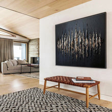 Load image into Gallery viewer, Textured Metallic Black Abstract Art for Edgy Home Office & Nightclub Lounge DKH097