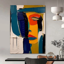 Load image into Gallery viewer, Blue & Orange Cubist Abstract Painting, Ideal for Modern Art Studio & Bold Living Room LargeART2125