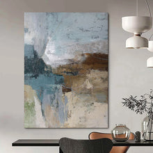 Load image into Gallery viewer, Blue - Grey Toned Abstract Layered Painting, Ideal for Modern Office Lounge & Calm Bedroom LargeART1923