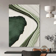 Load image into Gallery viewer, “Green & White Swirling Abstraction” - Dynamic Abstract Art on Canvas DKH1473