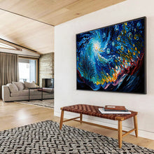 Load image into Gallery viewer, Starry Night “Swirling Cosmos” Painting on Canvas, Ethereal Celestial Art DKH885