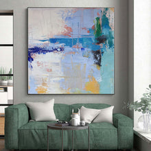 Load image into Gallery viewer, Large - Format Hand - painted Blue - Hued Abstract Chaos Acrylic Art for Creative Studios LargeART0222