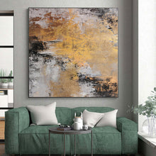 Load image into Gallery viewer, Hand - painted Large - scale Gold and Gray Abstract Acrylic Art for Luxurious Living Rooms LargeART0011
