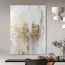 Load image into Gallery viewer, “Gold - Accented White Abstract” Abstract Painting on Canvas, Luxe Wall Art DKH1006