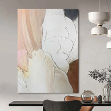 Load image into Gallery viewer, Textured White & Pink Abstract Painting, Ideal for Feminine Boudoir & Chic Café LargeART1437