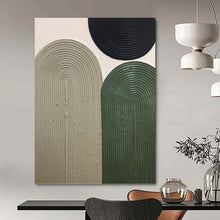 Load image into Gallery viewer, “Textured Arches in Neutral Tones” - Beige, Green, Black Abstract Art on Canvas DKH1166