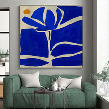 Load image into Gallery viewer, Blue - Orange Floral Abstraction Art for Coastal Bedroom & Art Gallery LargeART0872