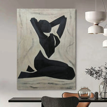 Load image into Gallery viewer, “Black and White Figure Silhouette” - Minimalist Figurative Art on Canvas DKH1565