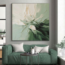Load image into Gallery viewer, Textured Floral in Green and White Acrylic Art - Ideal for Botanical - themed Bedroom & Minimalist Living Room LargeART0624