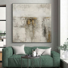 Load image into Gallery viewer, Massive Gray Textured Abstract with Gold Acrylic for Industrial - Chic Loft & Luxury Hotel Suite LargeART0356
