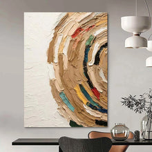 Load image into Gallery viewer, “Colorful Impasto Swirl” - Beige, Multi - Color Abstract Art on Canvas DKH1118