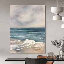 Load image into Gallery viewer, “Seascape Serenity” – Blue & White Ocean - inspired Abstract Acrylic for Calm DTP048