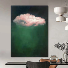 Load image into Gallery viewer, Pink Cloud on Green Abstract Art, Perfect for Dreamy Bedroom & Whimsical Nursery LargeART1984