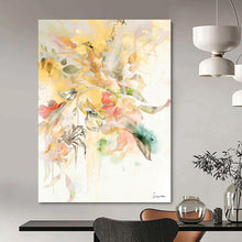 Load image into Gallery viewer, “Sunny Floral Burst” - Vibrant Yellow and Colorful Flower Art, Abstract Painting on Canvas DKH1087