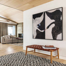 Load image into Gallery viewer, Black and White Swans Abstract Painting for Elegant Dining Room & Art - Filled Hallway DKH125