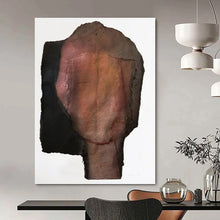 Load image into Gallery viewer, Mixed - Media Abstract Head Art, Dark - Toned Textured Collage for Edgy Studio & Dramatic Living Room LargeART2227