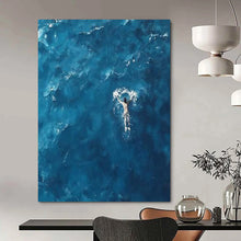 Load image into Gallery viewer, Solitary Swimmer in Blue Acrylic Art, Perfect for Beach House Bedroom & 冥想 Yoga Studio LargeART1065