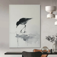 Load image into Gallery viewer, Ink - wash Bird Abstract Art for Traditional - inspired Study & Tranquil Tea House LargeART0933