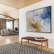 Load image into Gallery viewer, Blue and Beige Abstract Painting for Minimalist Bedroom & Calm Office DKH136