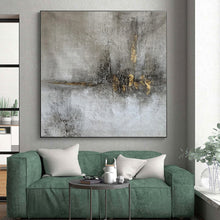 Load image into Gallery viewer, Gray - Gold Textured Abstract Art for Luxury Boutique & Sophisticated Home Office LargeART0900