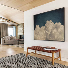 Load image into Gallery viewer, Fluffy Clouds on Dark Sky Abstract Art for Serene Bedroom & Meditation Space DKH124