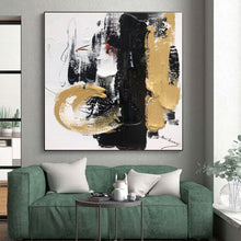 Load image into Gallery viewer, Large - Format Black - Gold Abstract Art for Luxury Entryway & Opulent Lounge LargeART0509
