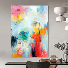 Load image into Gallery viewer, “Pastel Color Cascade” Abstract Painting on Canvas, Bohemian Bedroom Charm DKH1065
