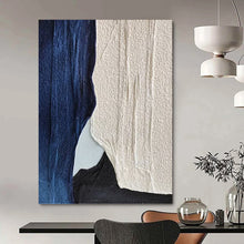 Load image into Gallery viewer, “Blue, White and Black Textured Abstract” - Minimalist Abstract Art on Canvas DKH1547