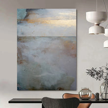 Load image into Gallery viewer, “Gilded Horizon” - Soft blues, whites, gold hints, serene landscape DTP173