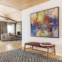 Load image into Gallery viewer, Golden & Purple Abstract Fusion - Regal Living Room Art LargeART1516