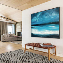 Load image into Gallery viewer, Deep Blue Starry Sea Abstract Art for Beach House & Meditation Space DKH104