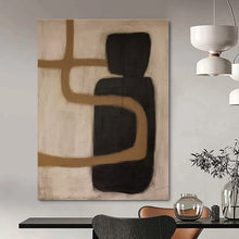 Load image into Gallery viewer, Brown & Black Abstract Canvas Painting, Great for Rustic - Modern Living Room & Art - Filled Hallway LargeART1301