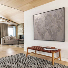 Load image into Gallery viewer, Hand - painted Textured Silver Floral Dots Acrylic Art for Elegant Dining Room Accents LargeART1687