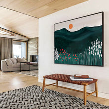 Load image into Gallery viewer, Minimalist Mountain Sunset Abstract Painting for Modern Bedroom & Nature - Inspired Office DKH224