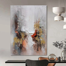 Load image into Gallery viewer, “Abstract Textured Landscape with Gold Accents” - Grey, Gold, Red Abstract Art on Canvas DKH1168