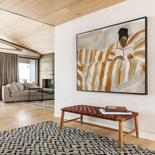 Load image into Gallery viewer, Cozy Reading Figure Abstract Painting for Bedroom Nook & Bookstore Café DKH230