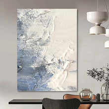 Load image into Gallery viewer, “Textured White and Blue Abstract Ice” - White, Blue, Grey Abstract Art on Canvas DKH1265