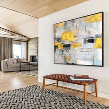 Load image into Gallery viewer, Gray and Yellow Abstract Painting for Contemporary Living Room & Creative Studio DKH285