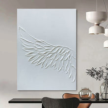 Load image into Gallery viewer, “White Textured Wing” - Minimalist Sculptural Art on Canvas DKH1485