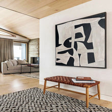 Load image into Gallery viewer, Black - and - White Geometric Abstract Painting for Modern Office & Minimalist Living Room DKH091