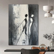 Load image into Gallery viewer, Minimalist Black - White Abstract Figures Art, Ideal for Contemporary Office & Monochrome Living Room LargeART1996