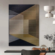 Load image into Gallery viewer, “Geometric Earth Tone Art” - Brown, Grey, Gold Abstract Art on Canvas DKH1134