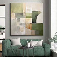 Load image into Gallery viewer, Large - Scale Green - Gray Geometric Abstract Acrylic Art for Modern Living Room & Office Lounge LargeART0394